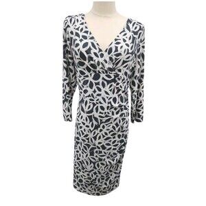 Lauren Ralph Lauren Women's Dress Print Flower Gray Bodycon faux wrap Size 16